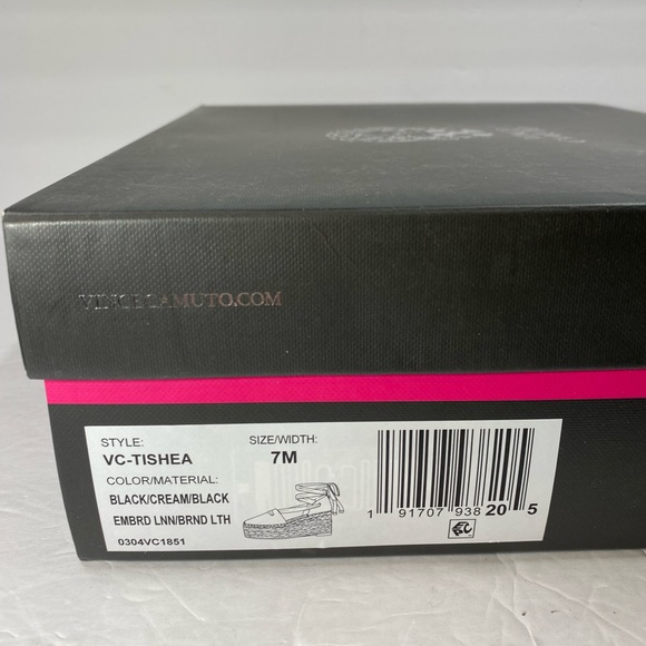 Vince Camuto Women’s Tishea Espadrille Wedge Sandals Black Cream Embroidered NWT - Picture 13 of 14